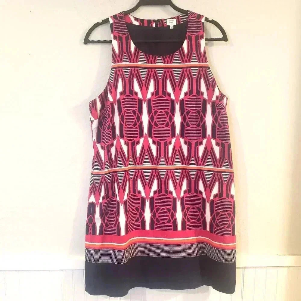 Crown & Ivy Blue‎ Pink Print Tunic Dress Size 14